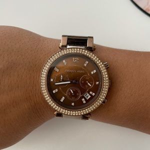 Michael Kors Parker Stainless Steel Watch w/ glitz accents